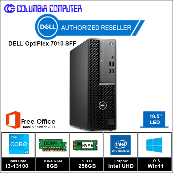 DELL OptiPlex 7010 SFF i3-13100 8GB 256GB Win11 Home + 19.5 LED