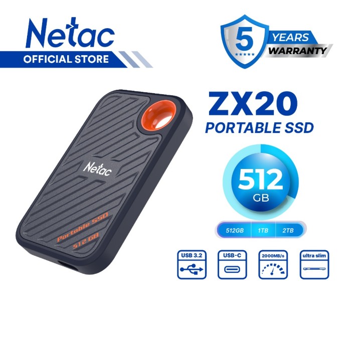 Netac ZX20 External Portable SSD 1TB USB 3.2 Gen 2x2 Type-C up to