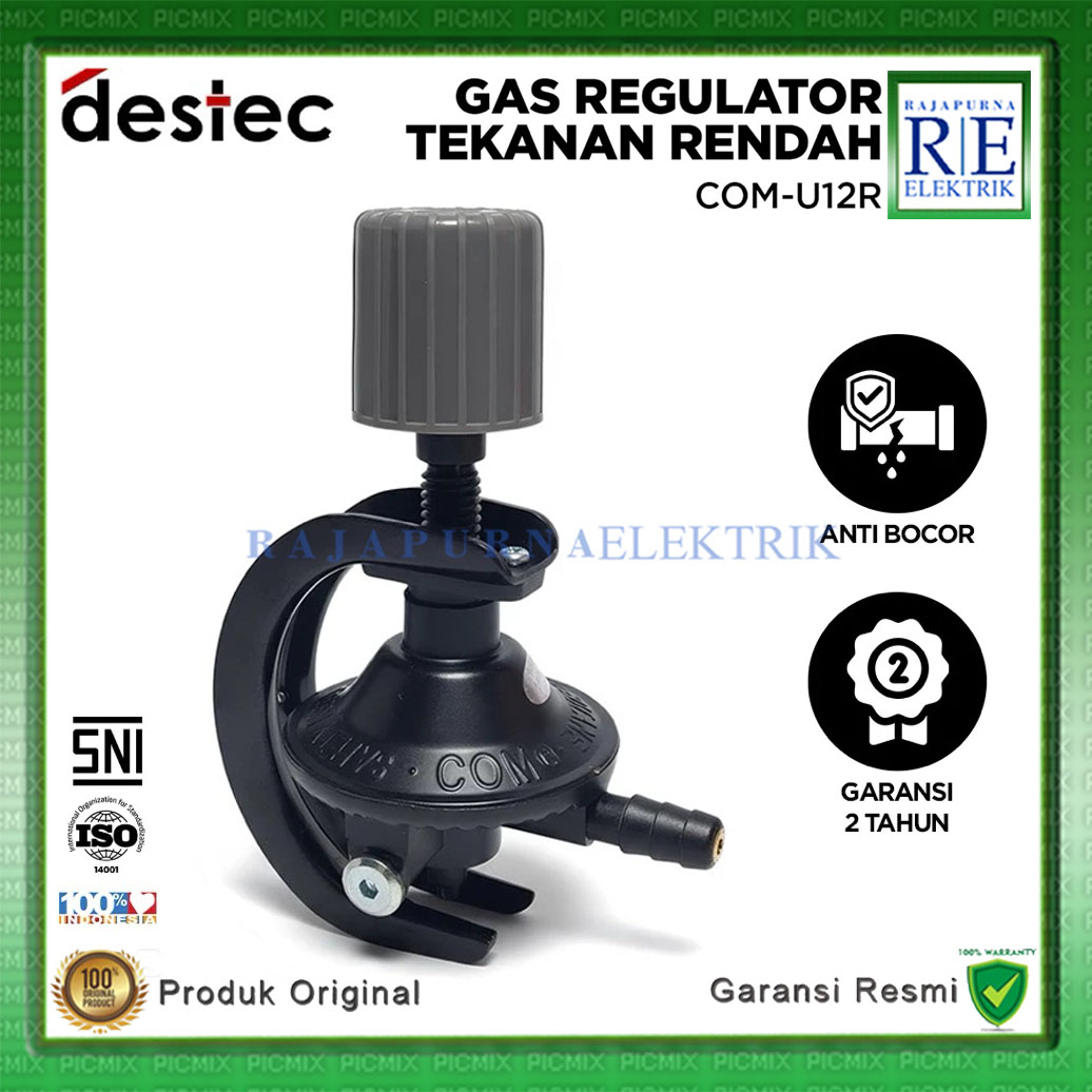 DESTEC Regulator Gas LPG Double Lock Tekanan Rendah COM U 12R SNI