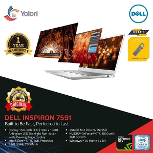 Dell Inspiron 7591 [Ci7-9750H, 8GB, 256GB, Nvidia GTX1050 3GB, Windows 10]