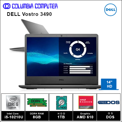 Dell Vostro 3490 - i5-10210U 8GB 1TB AMD 14HD DOS